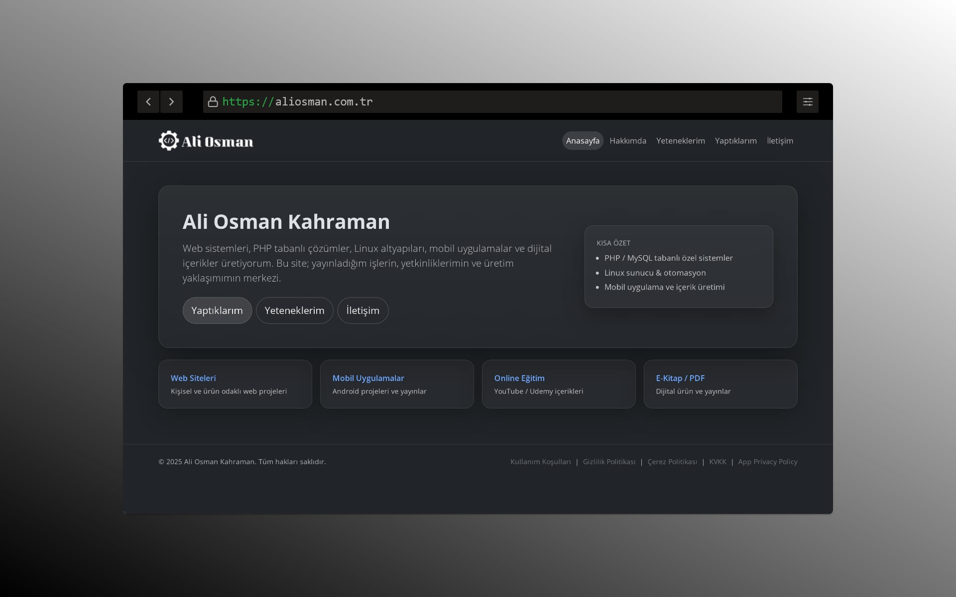 Kişisel Web Sitem